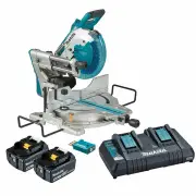 Makita DLS111PT2U - 36V (18Vx2) Brushless AWS 260mm Slide Compound Mitre Saw Kit (2 x 5.0Ah) + AWS Receiver