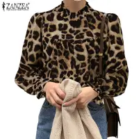 在飛比找蝦皮商城優惠-ZANZEA 女式複古全袖豹紋寬鬆休閒上衣