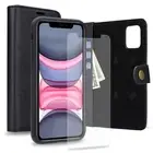 Premium Leather Credit Card Wallet Holder for iPhone 11 Pro Flip Case+Glass Film
