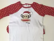 Christmas P Frank Baby Pajamas White w/Red Hearts One-Piece Small Paul Sz 9Mos