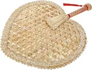 Cabilock Weaving Handheld Fan Hand Fans Decor Woven Summer Fans Beach Fans for Adults Hand Woven Decoration Summer Handmade Fan Manual Summer Fan Hand Fan Beige