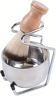 Shaving Brush Set for Men, 3 in 1 Shaving Set, Badger Hair Shaving Brush, Shaving Bowl, Stainless Steel Shaving Stand