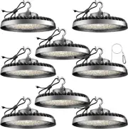 Upgrade 250W UFO LED High Bay Lights 5000K 250W- 8Pack, Black
