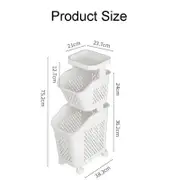 Catzon 2-Tier Laundry Basket with Wheels Storage Shelf Bathroom Kitchen