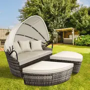 ALFORDSON Outdoor Sun Bed Wicker Sofa Furniture Lounge Beige