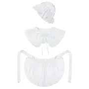 3 Pcs Maid Half Apron White Mobs Bonnet Shawl Colonial Costume Set for Woman