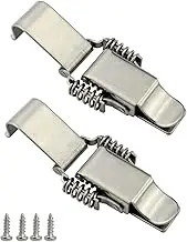 NRC&XRC Stainless Steel All in one Double Spring Locking Latch hasps Chest Toggle Catch Clasp Furniture Hardware Accessories w/Screws (2, L), DK 7789L-2