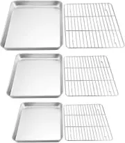 Baking Sheet with Rack Set Stainless Steel Cookie Sheet Baking Pans 6 Pieces