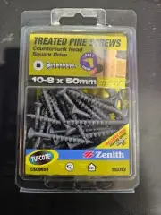 Zenith 10-8 x 50mm Tufcote® Countersunk Head Treated Pine Screws - 50 Pack