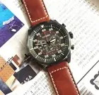 Citizen Eco-Drive CA4218-14E Chronograph Black Analog Brown Leather Men's Watch