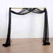 BLACK 18 ft Sheer Organza BACKDROP CURTAIN Window Drape Panel Home Decorations
