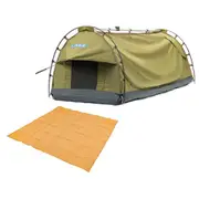 Adventure Kings Deluxe Escape Single Swag Tent + Camping Mesh Flooring 3m x 3m