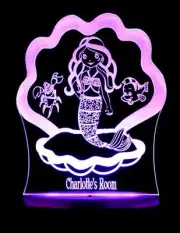 Mermaid Princess Personalised 3D LED Night Light Colour Changing Baby Room Lamp