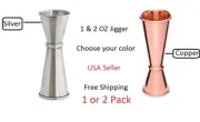Copper or Silver Stainless Steel Japanese Style Jigger 1 & 2 OZ NEW! Ships Free!