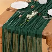 Emerald Green Table Runner Cheesecloth Table Runner 10FT Rustic Table Runners 35 x 122 Inches Boho Decoration for Home Wedding Baby Shower Birthday Party