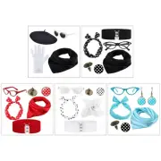 Retro Party Supplies Dot Point Scarf Ear Studs Glasses Headband Set for Women