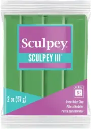 III Polymer Oven-Bake Clay, String Bean Green, Non Toxic, 2 Oz. Bar