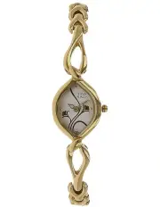 [Titan] Raga Flora Silver Dial Analog Metal Strap Watch in Gold