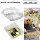 30 x Aluminium Foil Tray w Lid BBQ Party Roasting Oven Baking Takeaway Container