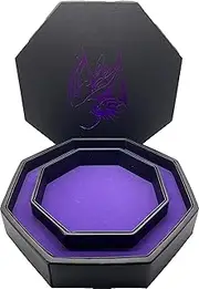 Purple Dragon - D&D Dice Tray of Holding by Norse Foundry, 8” Octagon Shape Dice Rolling Tray for Dice Games Like RPG and DND, Dice Box Storage, Removable Top Lid – Soft Padded Inner Lining