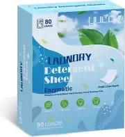 YUCO Laundry Detergent Sheets 80 Loads, Eco Friendly Laundry Soap Washer Sheets,