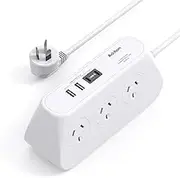 Addtam Power Board, Powerboard with 4 USB Ports (2 USB C), Desk Power Strip 350J Surge Protection, 1.5M Extension Board for Home Office Dorm, SAA Certified