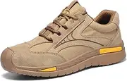 [BIAJIAZHUA] Safety Shoes Anti-Smash Anti-Colision,Steel Toe Shoes for Women Comfortable Lightweight Breathable,Men's Steel Toe Work Boots with Rubber Sole Slip Resistant(Brown,5)