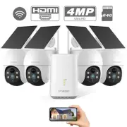 TMEZON Wireless 4MP Solar Powered Security Camera System Outdoor PTZ Cameras 64G