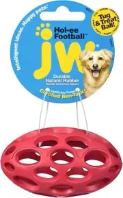 JW Hol-ee Football Mini Tug & Fetch Or Chew Puzzle Toy For Dogs Assorted Colors