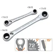 New 2pcs Chrome Vanadium Reversible Offset Gear Ratcheting Wrench 28-IN-1