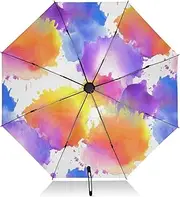 [RPLIFE] Compact Umbrella, Windproof Umbrella for Rain, Automatic Open/close, Compact Size for Women Backpacks/Handbags, Abstract Watercolor