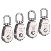 4 Pack M15 Lifting Single Pulley Stainless Steel Crane Swivel Hook Pulley Roller