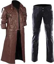 [KAAZEE] Men's DM 5 Maroon Leather Coat - Gambit Cosplay Costume Leather Jacket Pants Faux/Real