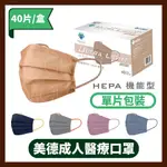 MEDTECS 美德醫療 醫用口罩 40片/盒 暢快呼吸 6色任選 ( HEPA超舒適) 單片包裝