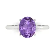 2.5 Oval Cut Alexandrite Gem Wedding Bridal Promise Designer Ring 14k White Gold