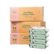 Cuddlies Bamboo Eco Nappy Pants 13-17kg Size 5 Walker XL Bundle 90 Pack & Water Wipes 4 Pack