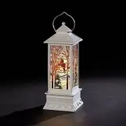 Cardinal Stained Glass Look Plastic Battery Operated Christmas Lantern 11 Inch
