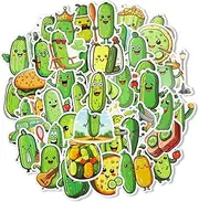 51pcs Funny Pickle Stickers, Cartoon Pickle Themed Decal Waterproof Water Bottles Cucumber Stickers for Kids Adult Laptop Skateboard Party Favor Gift Decoration Supplies