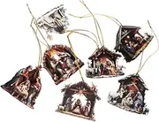 VINTORKY Realistic Nativity Scene Ornaments Acrylic Hanging Decor Xmas Tree Ornaments Nativity Jesus Easy Install Home Decor