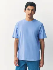 Blue Light Regular Fit Essential Crew Neck Cotton T-Shirt (AT4429) | $15