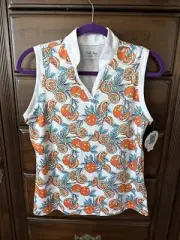 Coral Bay Golf Size S Sleeveless Polyester Spandex Fruit Shirt NWT