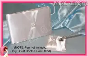 HEART DIAMANTE Wedding Guest Book & Pen Stand Keepsake Signature White