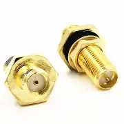 1 x New SMA Female to RP-SMA Female Plug with Nut Bulkhead RF Adapter Connector