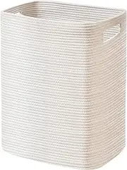 Large Laundry Hamper 16"x13"x22" - Tall Wicker Laundry Basket, Cotton Rope Dirty Clothes Hamper, Baby Kids Nursery White Hamper, 75L