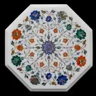 15" Marble inlay table top inlaid with semi precious stone, corner & side table