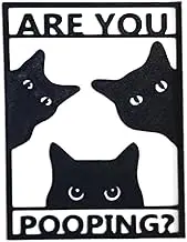 Are You Pooping? Cat Bathroom Sign, Sign Are You Pooping Retro Art Mural, Cat Wall Art, Art Signage Mural Hanging For Restroom Toilet Washroom Cat Lovers