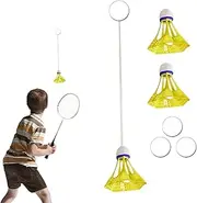 Badminton Solo Trainer - Elastic Badminton Trainer with Luminous Badminton Balls | Easy Setup, Portable Badminton Training Equipment for Rebound Practice in SO