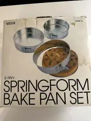 VTG Nevco Springform Bake Pan Set (10", 9.5", 8.5") Heavy Gauge Brightplate NRFB