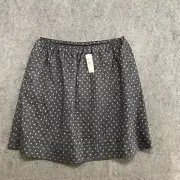 Ann Taylor Loft Skirt Womens Size M NWT Gray Cotton Dot Casual Pull On Peasant