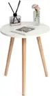 AWASEN Round Side/ End Table, Accent Nightstand Modern for Living Room White